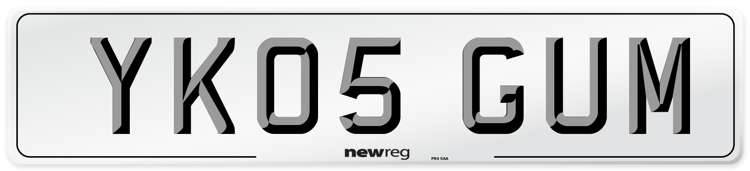 YK05 GUM Number Plate from New Reg